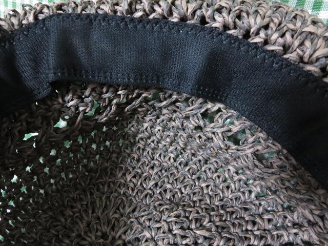 Cheer リボン付きペーパー編み帽子 グレ-ブラウン系 フリーサイズ調整 の写真7