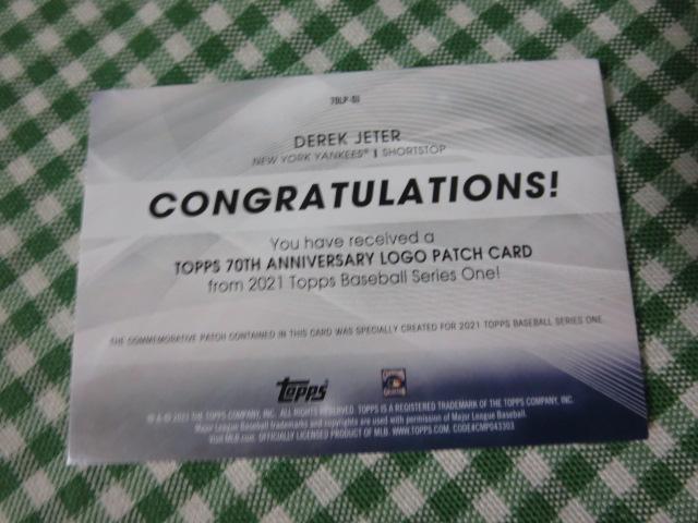2021 Topps Series 1 70th Anniversary Patch Card Derek Jeter #70LP-DJ &܂ ̎ʐ^3