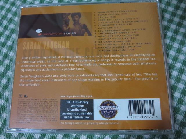 CD Jazz Signatures Send in the Clowns: Very B.O. SARAH VAUGHAN ̎ʐ^2